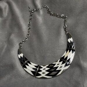 Silvertone Enamel Necklace